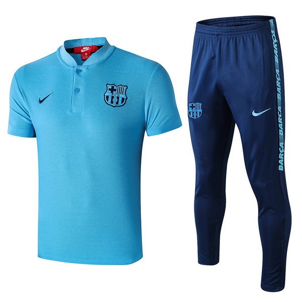 Polo Conjunto Completo Barcelona 2019 2020 Azul Claro